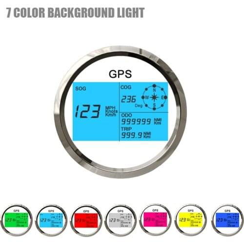 New Universal 85mm GPS Speedometer 7 Color Background Light IP67 Waterproof Kus Gauge 0~299 MPH Knots Km/h for Car Truck 12V 24V