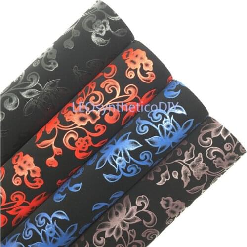 1PC 21X29CM Flowers Embossed Synthetic Leather Fabric Leather Sheets, Faux Leather For Making Bows LEOsyntheticoDIY T507A