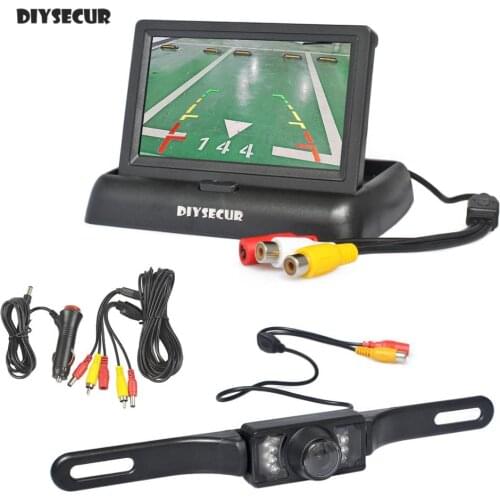DIYSECUR 4.3" Car Reversing Camera Kit Back Up Car Monitor LCD Display HD Car Rear View Camera Parking System