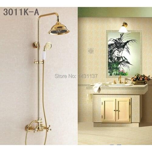 Classic gold plating Shower Set Wall Mounted Rainfall Bathtub Faucet Mixer Faucet Tap set