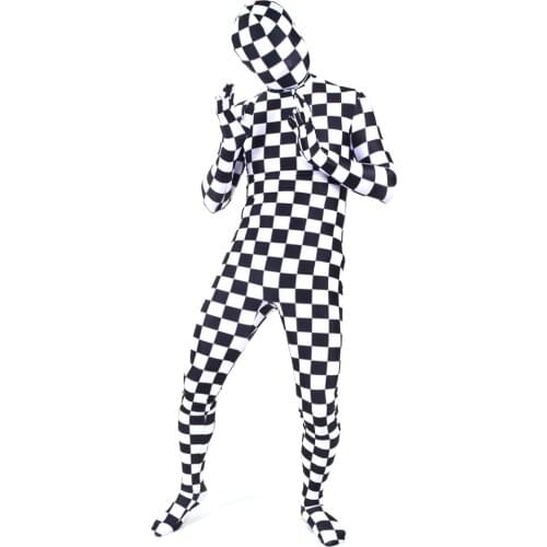 Adults Kids checkerboard Zentai Cosplay Costume SuperheroZentai Full Body Suit Halloween Bodysuit