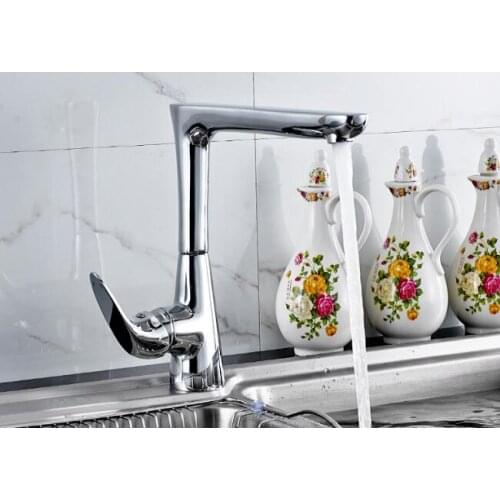 Kitchen Brass basin Faucet Chrome Finish 360 Degree Rotating hot and cold water Mixer Taps top quality single handle