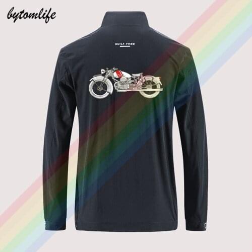 Triumph guzzi stephen brooks motorcycle jacket mens Outdoor zippered comfortable Light Soft printing Asian size