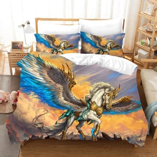 Horse 3D Printing Animal Luxury Comforter Kids Adult Boy 2/3pcs Bedspread with Pillow Case Warm Quilt Bedline Home Use Textiles