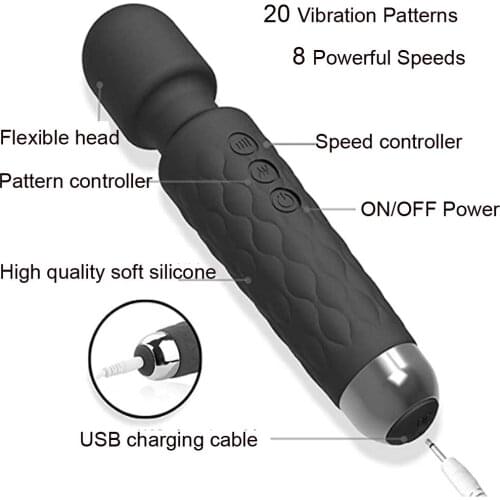 USB Powerful Frequency Vibrator Sex Toys for Woman 8 Multi-Speed Body Massager Wands Female Masturbator Adult Sex Tools Sexoshop