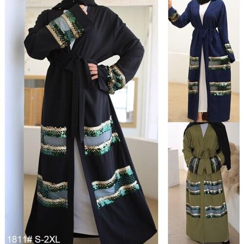 Muslim Abaya Fashionable Sequins Stitching Dubai Turkey Cardigan Robe islamic clothing for women islamic clothing