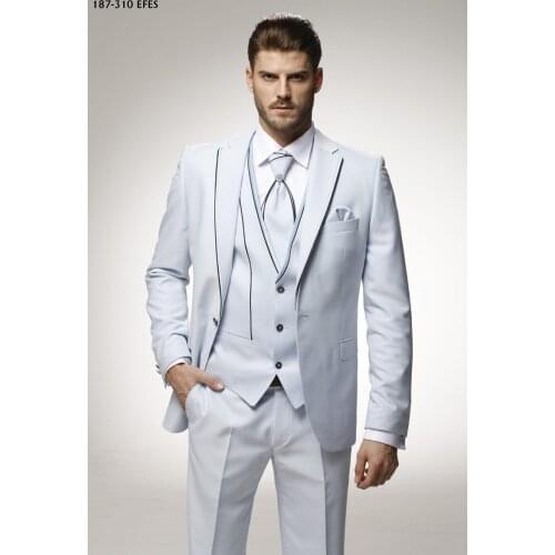 2017 Latest Coat Pant Design Ivory Satin Italian Men Suit Prom Tuxedo Slim Fit 3 Piece Groom Suits Custom Blazer Terno Masculino