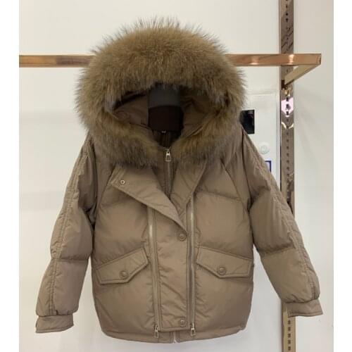 2021 New Real Natural Fox Fur Collar Women Winter White Duck Down Coat Female Solid Puffer Jacket Oversize Hooded Thicken Parkas