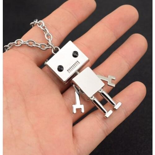 Punk style joint activity alien robot pendant necklace men and women new fashion couple stacking sweater chain