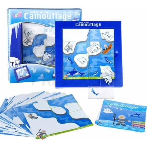 Polar bear Sliding Puzzle 48 Challenge Family Board Game Logical Thinking Game Preschool Puzzle Game for Ages 4 and Up