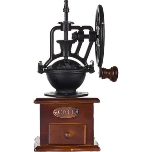 Manual Coffee Grinder Antique Cast Iron Hand Crank Coffee Mill With Grind Settings & Catch Drawer