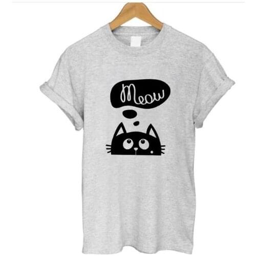 Meow Cat Mom Mother Tshirt Women Cotton Kawaii Cute Fashion Shirt Plus Size O Neck Graphic Mama T-shirt Short Sleeve Top Tees