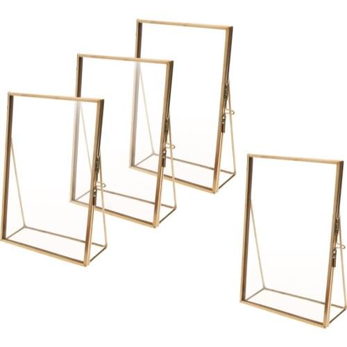 4Pcs Modern Desk Glass Photo Frame for Displaying Artwork Certificate Picture Pressed Item Flower