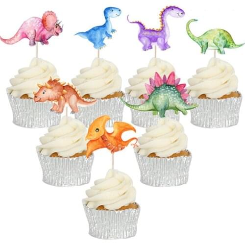 Birthday Party Decoration Cake Topper Watercolor Dinosaur Children Cartoon Cake Toothpick Inserted Birthday Party Decoration