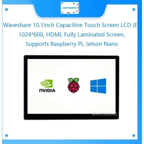 Waveshare 10.1inch Capacitive Touch Screen LCD (E), 1024*600, HDMI, Fully Laminated Screen, Supports Raspberry Pi, Jetson Nano
