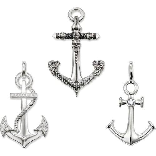 Anchor Pendant Skull Cross 925 Sterling Silver Punk Jewelry Making Necklace Accessories Sailing Women Men DIY Findings Wholesale