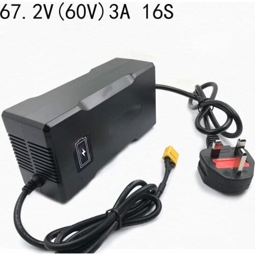 16S 67.2V 3A Ebike Lithium Li-ion Battery Charger For 60V Cells Polymer Electric Bike Cells Pack One Wheel Bicycle Smart Charger