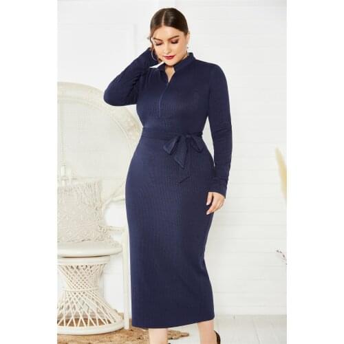 Plus Size Dress for Women 5XL 4XL XXXXL XXXXXL Autunmn Winter Long Sleeves Knitted Dress Stretch Vestidos Plus Size Feminino