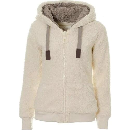 Winter Fleece Sweater Fluffy Thick Hooded Warm Zipper Cardigan Women Winter Coat Sherpa Tops Cardigan Sweaters