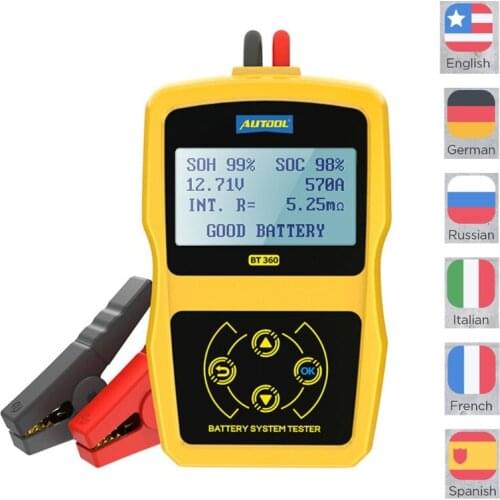 1 Set BT360 Car Battery Tester Cranking Charging System Test Scanner Intelligent Automotive Battery Registration