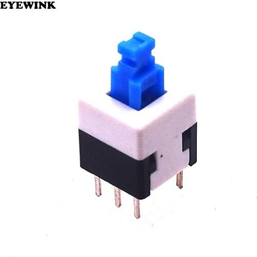10pcs ( 8*8 self locking switch) 8*8mm Self Locking Switch 8mm x 8mm Miniature Self-locking Switch Push Rectangle Button 6Pin