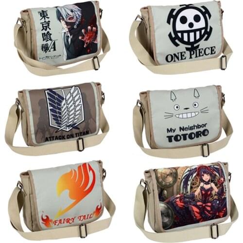 15Kinds Tokyo Ghoul Attack on Titan Fairy Tail One Punch-Man Yoshino Tokisaki Kurumi School Pack Satchel Shoulder Bags