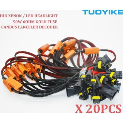 20PCS 50W 6ohm Gold Fuse HID XENON LED Headlight Canbus Canceller Decoder Resistor Single Beam H1 H7 H11 9005 9006 9012 HB3 HB4