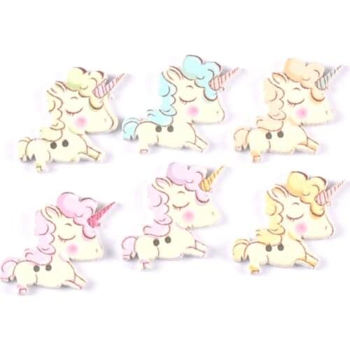 50Pcs/lot mixed color Horse pattern flatback Wooden Buttons For Clothing Sewing DIY Scrapbooking Crafts Accessories Home Decor