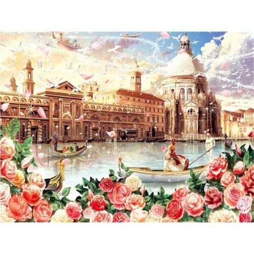 Diamond Painting Boat Tourism Landscape Square Diamond Round Diamond Decoration Customizable Wall Art Decoration Frameless Style