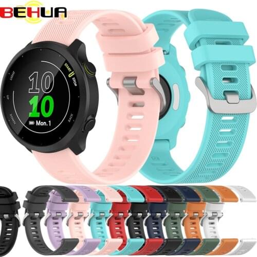 BEHUA 20mm Official Style Strap For Garmin Forerunner 55 158 245 245M 645 Music Wristband Quick Release Silicone Bands Correa