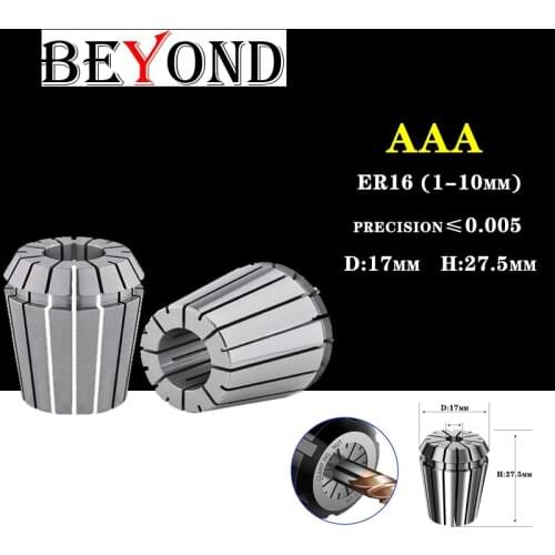 BEYOND ER ER16 1-10mm AAA Spring Collet Chuck High Precision Elastic 0.005mm For CNC Engraving Machine Milling Lathe HRC48