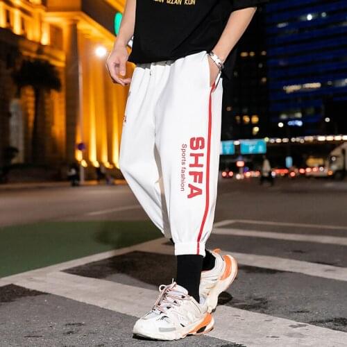 Nice Pop Hip Hop Streetwear Joggers Pants Men Casual Cargo Pant Trousers High Street Elastic Waist Calf Length Harem Pant Man