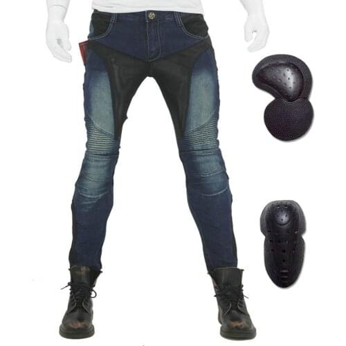 Summer Motorcycle Riding Pants Men Moto Jeans Pantalons With 4 X Upgarde Armor Knee Hip Protector Pads Motocross Racing Trousers