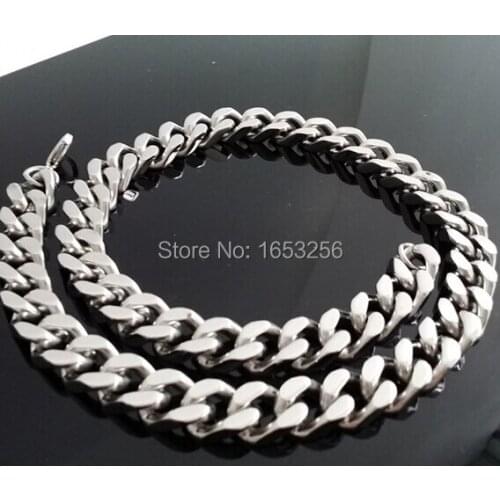 Shiny 12mm High Polished Stainless Steel Tone Curb Chain Necklace Mens XMAS GIFTS .NEW YEAR GIFTS 18''-36