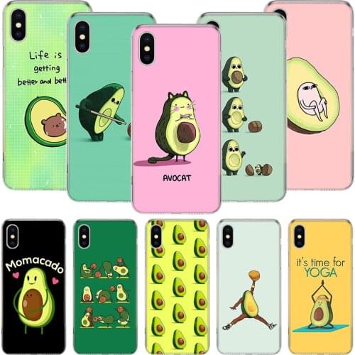 Cartoon Fruit Avocado Phone Case For iPhone 11 12 Pro XS XR X Max 7 8 6 6S Plus Mini + 5 SE Pattern Customized Coque Cover Capa