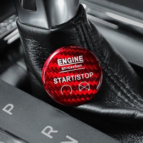 For 2015-2020 Ford Mustang Carbon Fiber Car One-key Start Decorative Button Sticker Car Interior Accessories