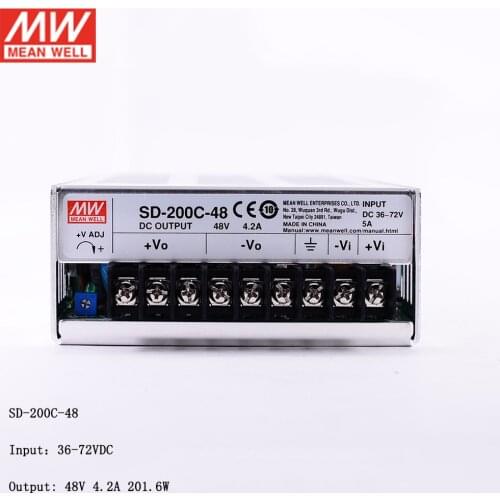 MEAN WELL SD-200C-48 Input 36~72VDC to 48V DC 200W DC-DC Converter Switching Power Supply 48V to 48V 4.2A Converter Transformer