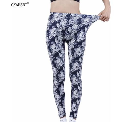 CKAHSBI New Women Leggings Workout Sport Leggin Flowers Print Stretch Fitness Running Yoga Pants High Waist Push Up Trousers