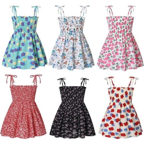 For 2 4 5 6 7 8 Yrs Girls Summer Floral Print Dress Bohemia Poplin Frocks Baby Girl Toddler Kids Clothes Beach Flower Sundress