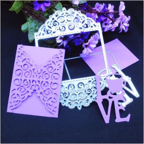 Metal Cutting Dies 3pcs DIY Scrapbook album PAPER CRAFT embossing stencils template love greeting card frame rectangle cutter