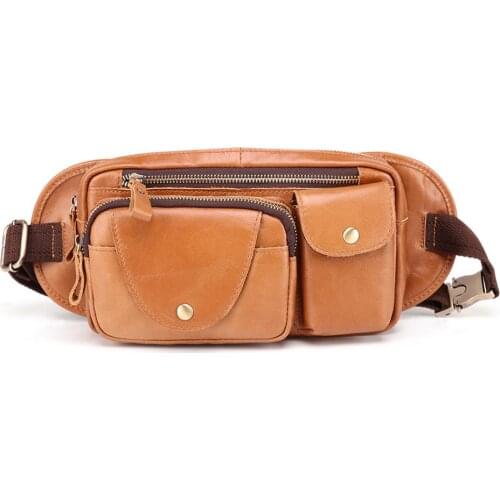 Fashion Casual Mens Genuine Leather Chest Bag Go-out Bag Males Adjustable Shoulder Strap Quality Shoulder Messenger Bag