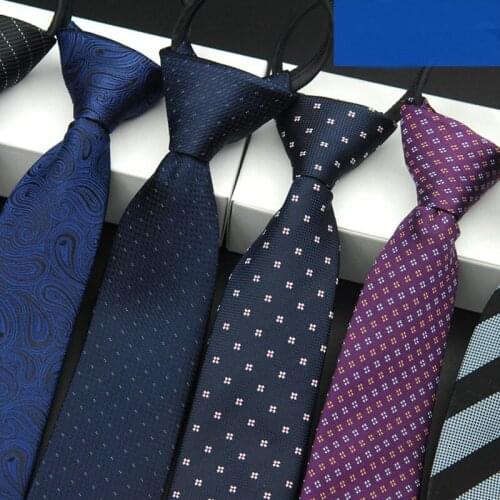 Neck Tie for Men Neckties 5.5cm Fashion Tie Accessories Easy to draw Striped Ties Zipper Lazy Necktie Wedding Party LD8037