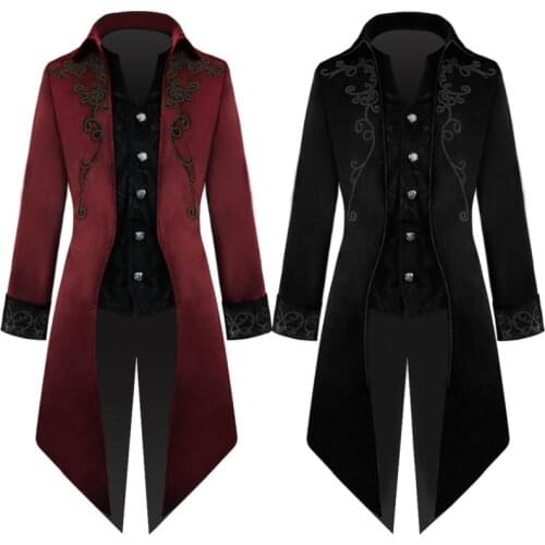 Medieval Costume Court Lapel Buckled Tuxedo Dinner Jacket Men Women Slim Coat Magician Cosplay Halloween Carnival Suit