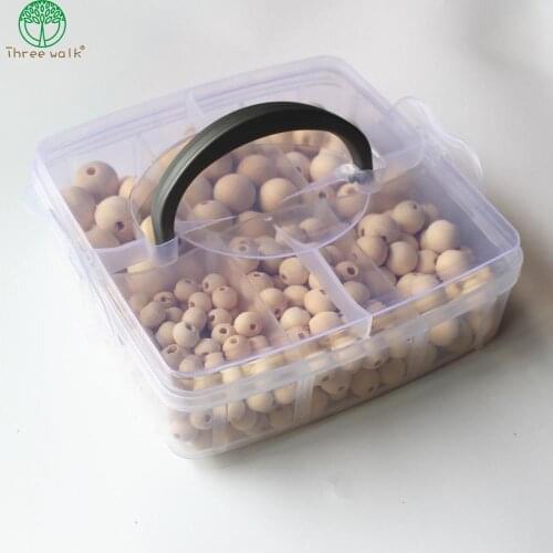 DIY Natural Geometric Wood Spacer Beads Set With Box For Jewelry Making