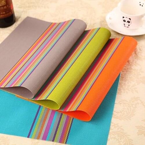 Set Of 4 Placemats for Dining Table, Heat-resistant PVC Woven Vinyl Table Mats TPM-01
