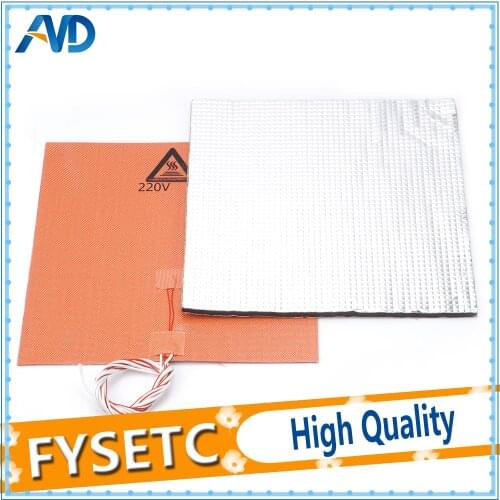 220V 600W Heater Silicone Heater Pad 300X300mm +Foil Self-adhesive Heat Insulation Cotton 300*300*10mm For TEVO Tornado Lulzbot
