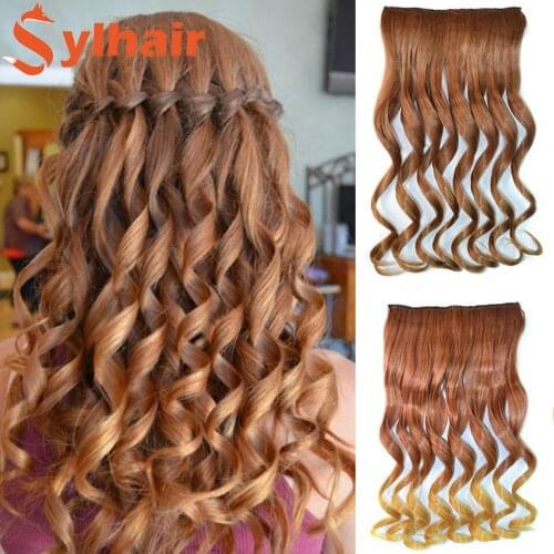 Sylhair 60cm Long Straight Natural Fake Hair Pieces 5-Clips In Hair Extension Heat Resistant Synthetic Black Brown Hairpiece