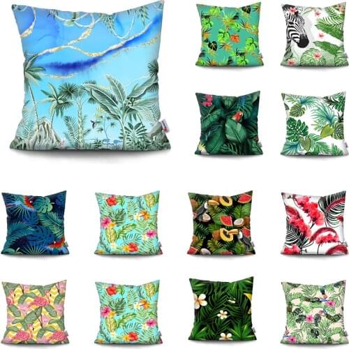 Tropical Plants Palm Leaf Cushion cover Green Leaves Monstera Cushion Covers flower Decorative Pillow Sofa Pillowcase Pillowcove