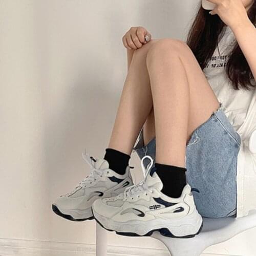 2021 summer new style mesh breathable Korean daddy shoes womens trendy all-match casual style thick-soled sneakers