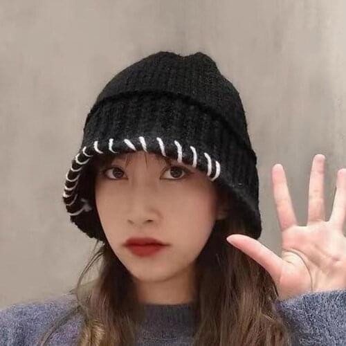 Female Knitting Bucket Hats Harajuku Bucket Hat Fishing Outdoor Panama Vintage Cap Mens Women Winter Spring Fisherman Hat Cap